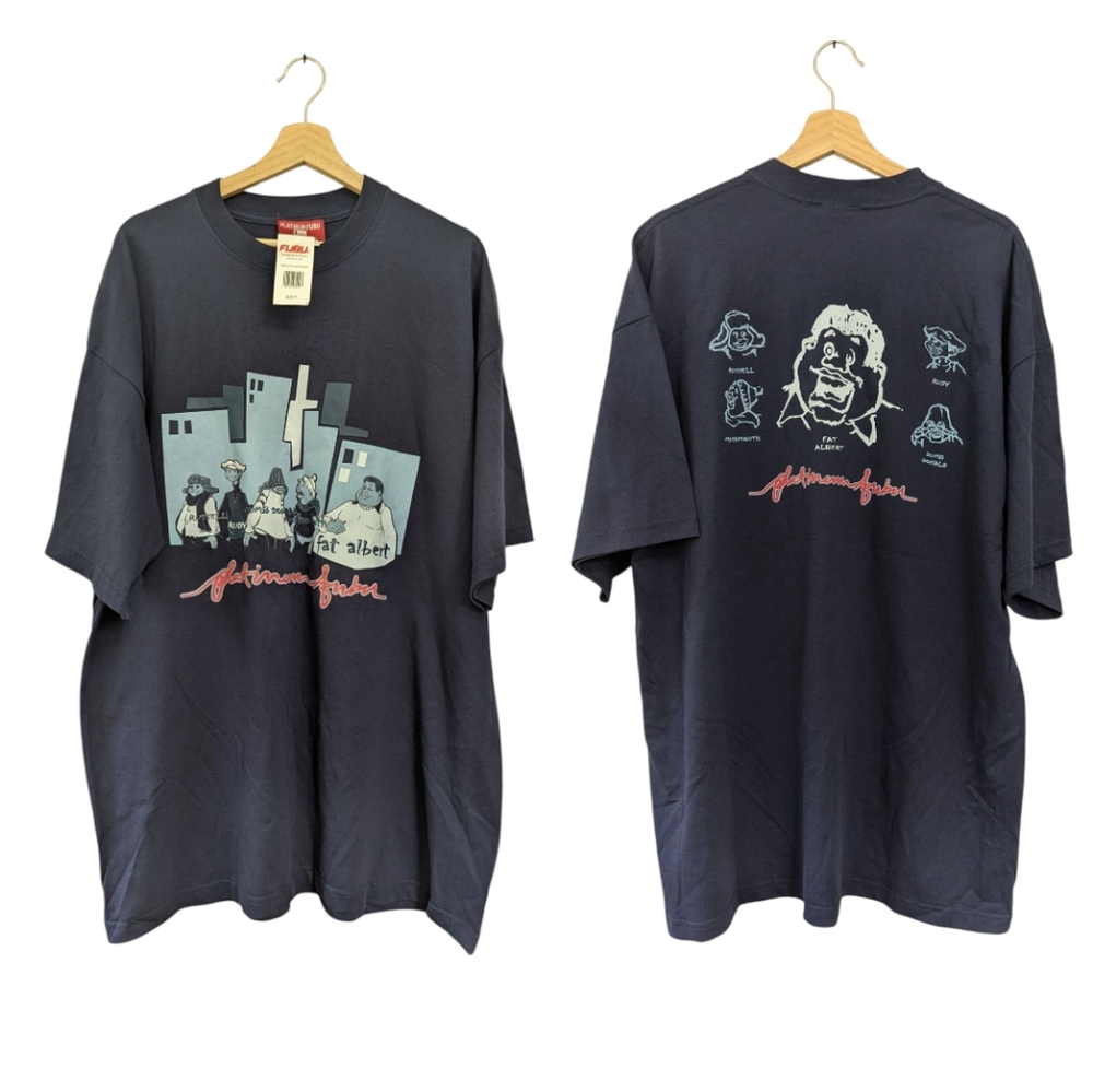 Vintage‎ Y2K Fubu Platinum Fat Albert Navy T-shirt Double Side